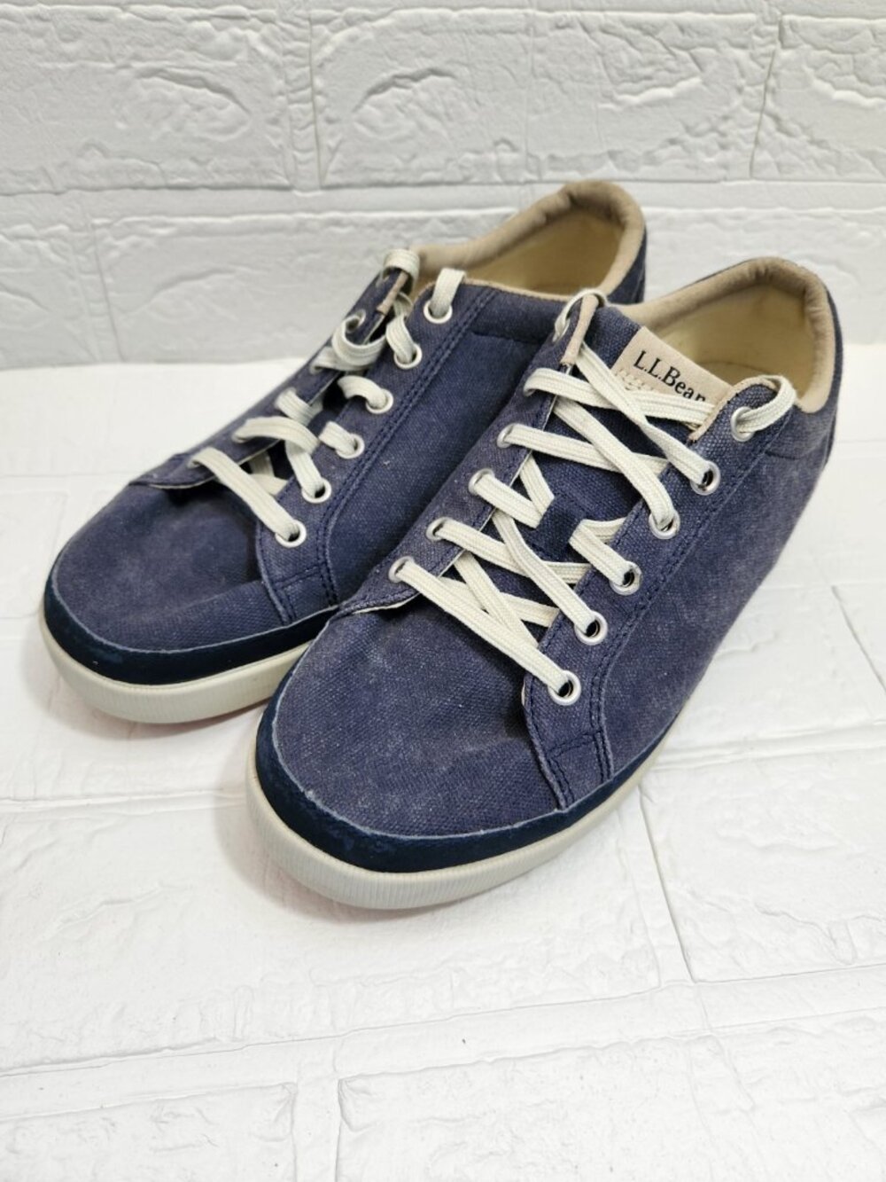 LL Bean Athletic Sneakers Men Size 8 W Navy Blue Comfort Low Top Lace-Up Outdoor